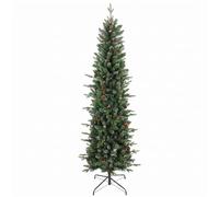 HOMCOM 7ft Artificial Christmas Tree, Slim Gracious Pine Xmas Tree, Green | 210cm, 904 Branch Tips, Foldable Steel Stand, Easy Assembly for Home Office Holiday Decoration