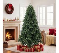 Homcom 7Ft Artificial Christmas Tree, Solid Fir Wood Stand, Green