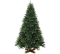 HOMCOM 7ft Artificial Christmas Tree, Solid Fir Wood Stand, Green | Hinged Xmas Tree with 3834 PE & PVC Branch Tips, Auto Open, Home Office Holiday Decoration
