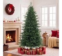 Homcom 7Ft Artificial Christmas Tree Solid Pine Wood Stand, Green
