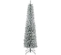 HOMCOM 7 Foot Artificial Pencil Christmas Tree With Snow Flocked Tips, Green, Green
