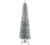 HOMCOM 7ft Artificial Pencil Christmas Tree with 405 Snow Flocked Tips, Metal Base, Realistic Xmas Tree Aosom UK