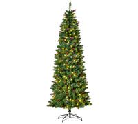 HOMCOM 7ft Artificial Pencil Christmas Tree with LED Light Berry Xmas Decor in Green HOMCOM Green 7ft