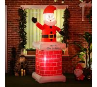 HOMCOM 7ft Christmas Inflatable Santa Claus from Chimney with LED Lights