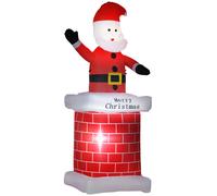 HOMCOM 7ft Christmas Inflatable Santa Claus from Chimney, Blow-Up Outdoor LED Garden Display for Lawn, Party