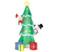 Homcom 7ft Christmas Inflatable Tree LED Lighted for Indoor Outdoor Decoration - Green