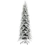HOMCOM 7ft Pencil Artificial Christmas Tree Snow Flocked Downswept Green | 800 Tips, Auto Open, Steel Base, Holiday Decoration, for Home Office, Xmas Tree