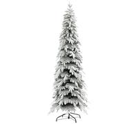 HOMCOM 7ft Flocked Pencil Christmas Tree with Auto Open, Steel Base