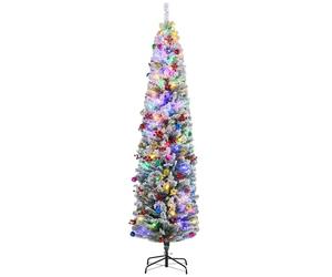 HOMCOM 7ft Pre Lit Artificial Christmas Tree with 250 Colourful LED Lights