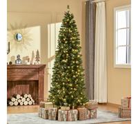 HOMCOM 7ft Green Prelit Artificial Pencil Christmas Tree - Christmas Time | TJ Hughes