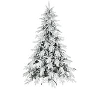 HOMCOM 7ft Super Flocked Christmas Tree - Green/White