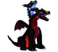 HOMCOM 7FT Tall Halloween Inflatable Dragon with 2 Heads and LED Lights, Blow Up Halloween Party Decoration for Indoor Outdoor Yard Lawn Garden