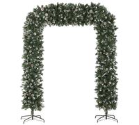 HOMCOM 8.2 ft Snow Frosted Christmas Tree Arch, Christmas Arch Doorway Decor with 1800 Tips and 91 Pinecones, Artificial Xmas Tree with Metal Stand for Indoor, Green