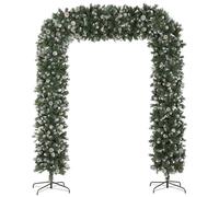 HOMCOM 8.2 ft Snow Frosted Christmas Tree Arch, Christmas Arch Doorway Decor with 1800 Tips and 91 Pinecones, Artificial Xmas Tree with Metal Stand for Indoor, Green
