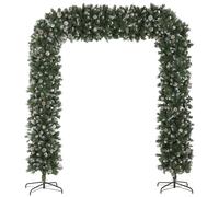 HOMCOM 8.2 ft Snow Frosted Christmas Tree Arch, Christmas Arch Doorway Decor with 2100 Tips and 96 Pinecones, Artificial Xmas Tree with Metal Stand for Indoor, Green