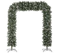 HOMCOM 8.2 ft Snow Frosted Christmas Tree Arch, Christmas Arch Doorway Decor with 2100 Tips and 96 Pinecones, Artificial Xmas Tree with Metal Stand for Indoor, Green