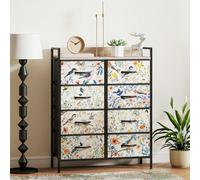 HOMCOM "Exquisite patterned drawer panels;","Drawers can be removed and folded;","Wood-effect top for handy display space;" - White - 8 - 79W x 29D x 101H cm