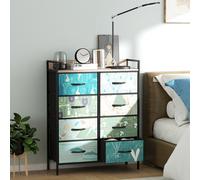 HOMCOM 8-Drawer Chest of Drawers, Fabric Dresser with Open Shelf, Blue