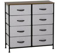 HOMCOM 8 Drawer Fabric Chest of Drawers w/ Wooden Top for Closet Hallway Grey