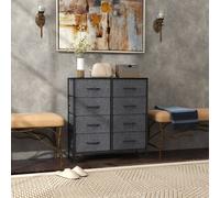Homcom 8 Drawer Fabric Chest Of Drawers W/ Wooden Top For Hallway In Black Black One Size