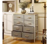 Homcom 8 Drawer Fabric Chest Of Drawers W/ Wooden Top For Hallway In Natural Natural