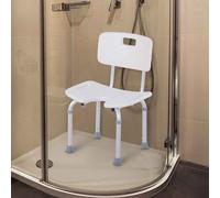 HOMCOM 8-Level Height Adjustable Bath Stool Spa Shower Chair Aluminum w/ Non-Slip Feet, Handle for the Pregnant, Old, Injured White