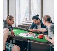 HOMCOM 8 Player Folding Poker Table with Cup Holders, Metal Base, Green - Green - MDF, Metal - 183L x 82W x 75H cm