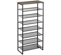 HomCom Free-Standing 8-Tier Shoe Storage Shelf for 21-24 Pairs, Entryway, Black
