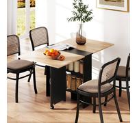 HOMCOM 6 Seater Drop Leaf Dining Table with Storage Shelf - Black - Wilko