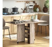 HOMCOM Mobile Drop Leaf Dining Table Folding Desk W/ 2 Wheels Storage Shelves | TJ Hughes