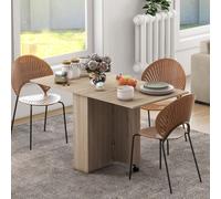 HOMCOM Folding Dining Table, Drop Leaf Table for Small Spaces with 2-tier Shelves, Small Kitchen Table with rolling Casters