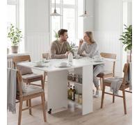 HOMCOM Mobile Folding Kitchen Table with 2 Wheels & 2 Storage Shelves, Drop Leaf Dining Table for Small Spaces, White Aosom UK