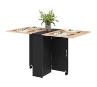 Homcom 80-140 Cm Folding Dining Table For 4-6 Drop Leaf Table Oak And Black Black