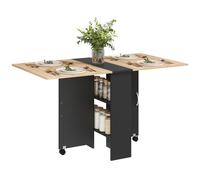 HOMCOM 80-140 cm Folding Dining Table for 4-6 Drop Leaf Table Oak & Black HOMCOM Black