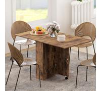 Homcom 80-140 Cm Folding Dining Table For 4-6 Drop Leaf Table Rustic Brown