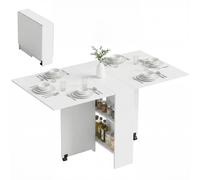HOMCOM 80-140 cm Folding Dining Table for 4-6 Drop Leaf Table White HOMCOM White