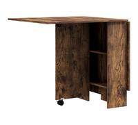 HOMCOM 80-140 cm Folding Dining Table for 4-6 People, Drop Leaf Table with 2-Tier Shelves, Rolling Casters, Rustic Brown