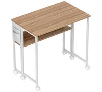 HOMCOM 80 cm Drop Leaf Writing Work Desk - Natural Wood Finish