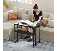 HOMCOM 80 cm Foldable Computer Desk on Wheels for Small Spaces, Black