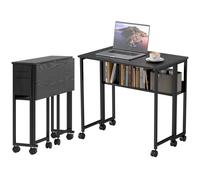 HOMCOM 80 cm Foldable Computer Desk on Wheels for Small Spaces, Black