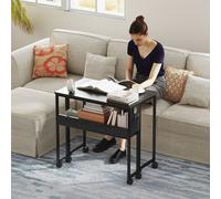 HOMCOM 80 cm Foldable Computer Desk on Wheels for Small Spaces, Black HOMCOM Black