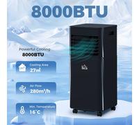 8000 BTU Portable Air Conditioner 4 Modes LED Display 24 Timer HOMCOM Black One Size