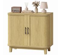HOMCOM 80cm Modern Sideboard with 2 Curved Doors & Adjustable Shelf, Oak in Natural HOMCOM Natural