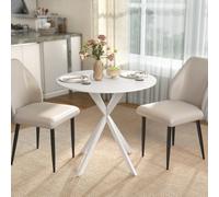 Homcom 80Cm Round Dining Table, Industrial Kitchen Table With Steel Legs