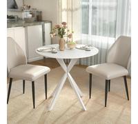 Homcom 80Cm Round Dining Table, Industrial Kitchen Table With Steel Legs