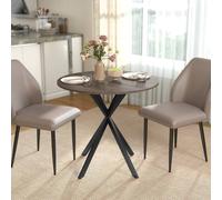 HOMCOM 80cm Round Dining Table, Industrial Kitchen Table with Steel Legs in Brown HOMCOM Brown