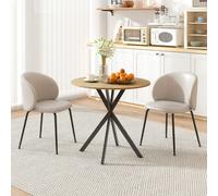 HOMCOM 80cm Round Dining Table, Industrial Kitchen Table with Steel Legs in Light Oak HOMCOM Light Oak
