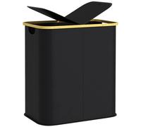 Homcom 80L Collapsible Laundry Hamper, Washing Basket For Bathroom, Black Black