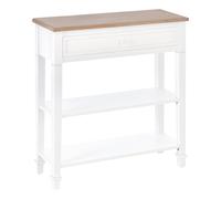 HOMCOM 80X75cm Console Table With Drawer 2 Shelves Worktop Handle Retro White, White