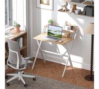 Homcom 81.5 Cm Folding Computer Desk For Small Spaces Bedroom Natural